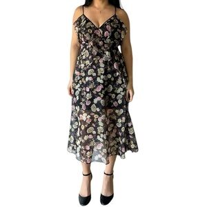 LA Maison Talulah Black Floral Cocktail Dress Size 6